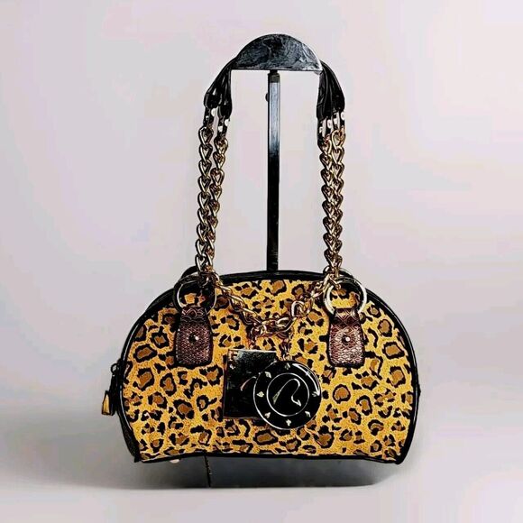 R Fetish Handbags - R Fetish FROM EVE'S Y2K COLLECTION  Leopard/ Snake Print Chunky Gold Chains